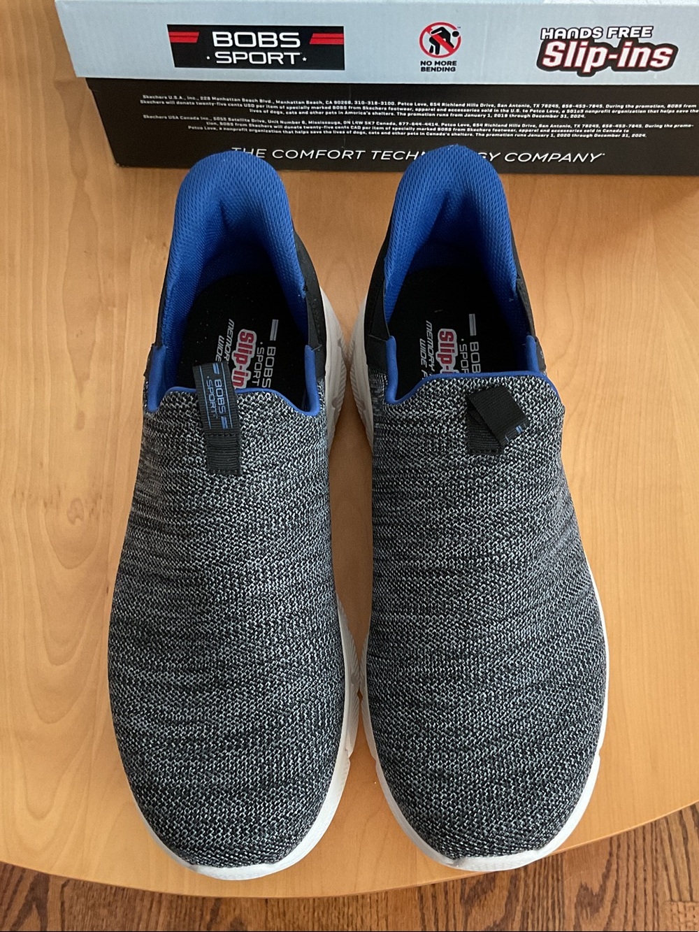 Skechers Men’s Slip-On Knit Sneakers in Black and Blue